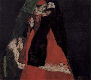 Egon Schiele Kardinal und Nonne oder Die Liebkosung oil painting on canvas